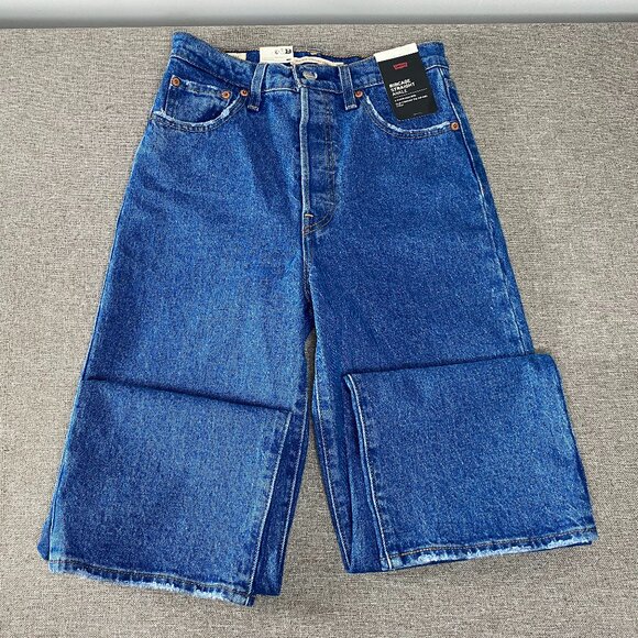 Levi's Premium Ribcage Straight Ankle Jeans Women's 26 Blue Distressed Big E NWT - Picture 3 of 16